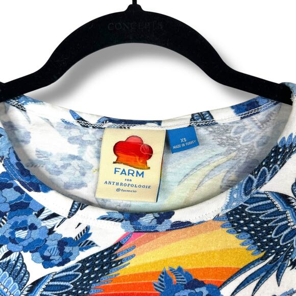 Farm Rio x Anthropologie Aves Motif Island Inspired Cotton Graphic Tee XS - Picture 8 of 10